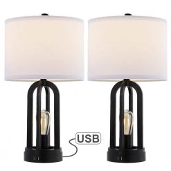 22 .75 in. Black Table Lamp with USB Port and Nightlight, LED Bulbs Included (Set of 2) by TRUE FINE -Dale Tiffany Store black true fine table lamps 21410t 2pk c3 1000
