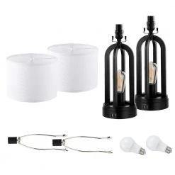 22 .75 in. Black Table Lamp with USB Port and Nightlight, LED Bulbs Included (Set of 2) by TRUE FINE -Dale Tiffany Store black true fine table lamps 21410t 2pk fa 1000