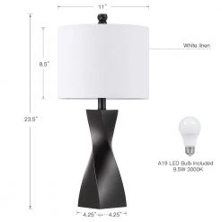 23 .5 in. Black Table Lamp with White Linen Shade, 9.5-Watt LED Bulbs Included (Set of 2) by TRUE FINE -Dale Tiffany Store black true fine table lamps 21513t 2pk 1d 1000