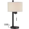 23 in. Black Modern Table Lamp with USB Port and White Linen Shade by TRUE FINE -Dale Tiffany Store black true fine table lamps ad4073t 64 1000