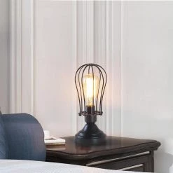 Aura 11.5 in. Black Touch Control 3-Way Small Table Lamp with 6-Watt LED Bulb Included by TRUE FINE -Dale Tiffany Store black true fine table lamps td70003t bk 1d 1000