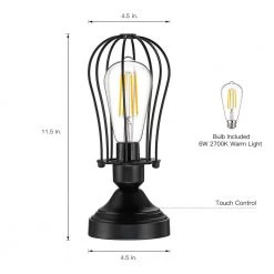 Aura 11.5 in. Black Touch Control 3-Way Small Table Lamp with 6-Watt LED Bulb Included by TRUE FINE -Dale Tiffany Store black true fine table lamps td70003t bk 77 1000