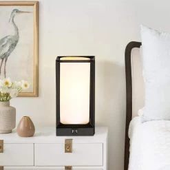 Celina 11.5 in. Black Touch Control 3-Way Small Table Lamp with 2 USB Ports, 6-Watt LED Bulb Included by TRUE FINE -Dale Tiffany Store black true fine table lamps td70004t bk 1f 1000