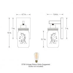 Eliton 1-Light Black/Wood Tone Rustic Farmhouse Wall Sconce with Clear Mason Jar Glass Shades by TRUE FINE -Dale Tiffany Store black true fine vanity lighting td10005w 1d 1000