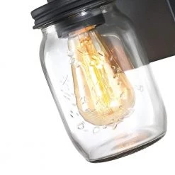 Eliton 1-Light Black/Wood Tone Rustic Farmhouse Wall Sconce with Clear Mason Jar Glass Shades by TRUE FINE -Dale Tiffany Store black true fine vanity lighting td10005w 1f 1000