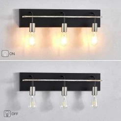 24 in. 3-Light Black Industrial Bathroom Vanity Light with Brushed Nickel Cups and Wood-Finished Bar by TRUE FINE -Dale Tiffany Store black true fine vanity lighting td10007w 1f 1000