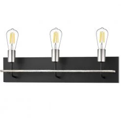 24 in. 3-Light Black Industrial Bathroom Vanity Light with Brushed Nickel Cups and Wood-Finished Bar by TRUE FINE -Dale Tiffany Store black true fine vanity lighting td10007w 4f 1000
