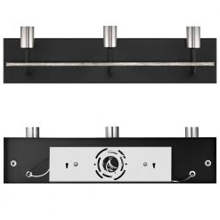 24 in. 3-Light Black Industrial Bathroom Vanity Light with Brushed Nickel Cups and Wood-Finished Bar by TRUE FINE -Dale Tiffany Store black true fine vanity lighting td10007w 76 1000