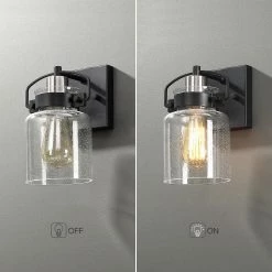 Dean 6 in. 1-Light Black Bathroom Wall Sconce with Seeded Glass Shade by TRUE FINE 18 Dean 6 in. 1-Light Black Bathroom Wall Sconce with Seeded Glass Shade by TRUE FINE -Dale Tiffany Store black true fine vanity lighting td10037w 4f 1000