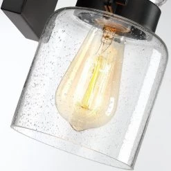 Dean 6 in. 1-Light Black Bathroom Wall Sconce with Seeded Glass Shade by TRUE FINE 17 Dean 6 in. 1-Light Black Bathroom Wall Sconce with Seeded Glass Shade by TRUE FINE -Dale Tiffany Store black true fine vanity lighting td10037w c3 1000