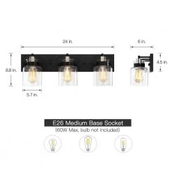 Dean 24 in. 3-Light Black Bathroom Vanity Light with Seeded Glass Shade by TRUE FINE -Dale Tiffany Store black true fine vanity lighting td10038w 1d 1000