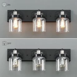 Dean 24 in. 3-Light Black Bathroom Vanity Light with Seeded Glass Shade by TRUE FINE -Dale Tiffany Store black true fine vanity lighting td10038w 1f 1000