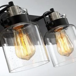 Dean 24 in. 3-Light Black Bathroom Vanity Light with Seeded Glass Shade by TRUE FINE -Dale Tiffany Store black true fine vanity lighting td10038w 4f 1000