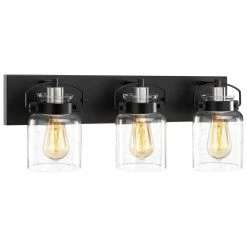 Dean 24 in. 3-Light Black Bathroom Vanity Light with Seeded Glass Shade by TRUE FINE -Dale Tiffany Store black true fine vanity lighting td10038w 66 1000