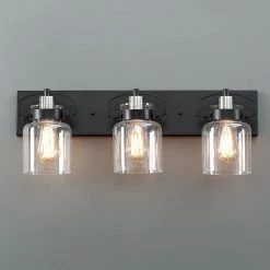 Dean 24 in. 3-Light Black Bathroom Vanity Light with Seeded Glass Shade by TRUE FINE -Dale Tiffany Store black true fine vanity lighting td10038w 77 1000