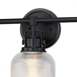 24 in. 3-Light Black Bathroom Vanity Light with Clear Prismatic Glass Shade by TRUE FINE -Dale Tiffany Store black true fine vanity lighting td20009w 4f 1000