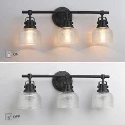 24 in. 3-Light Black Bathroom Vanity Light with Clear Prismatic Glass Shade by TRUE FINE -Dale Tiffany Store black true fine vanity lighting td20009w 66 1000