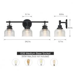 24 in. 3-Light Black Bathroom Vanity Light with Clear Prismatic Glass Shade by TRUE FINE -Dale Tiffany Store black true fine vanity lighting td20009w c3 1000