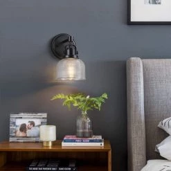 6 in. 1-Light Black Bathroom Wall Sconce with Clear Prismatic Glass Shade by TRUE FINE -Dale Tiffany Store black true fine vanity lighting td20025w 1d 1000