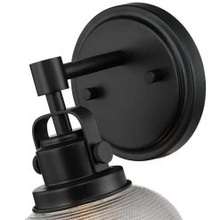 6 in. 1-Light Black Bathroom Wall Sconce with Clear Prismatic Glass Shade by TRUE FINE -Dale Tiffany Store black true fine vanity lighting td20025w 1f 1000