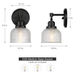 6 in. 1-Light Black Bathroom Wall Sconce with Clear Prismatic Glass Shade by TRUE FINE -Dale Tiffany Store black true fine vanity lighting td20025w 66 1000