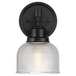 6 in. 1-Light Black Bathroom Wall Sconce with Clear Prismatic Glass Shade by TRUE FINE -Dale Tiffany Store black true fine vanity lighting td20025w 77 1000