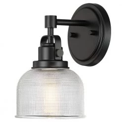 6 in. 1-Light Black Bathroom Wall Sconce with Clear Prismatic Glass Shade by TRUE FINE -Dale Tiffany Store black true fine vanity lighting td20025w c3 1000