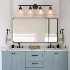 33 in. 4-Light Black Bathroom Vanity Light with Clear Prismatic Glass Shade by TRUE FINE -Dale Tiffany Store black true fine vanity lighting td20026w 40 1000