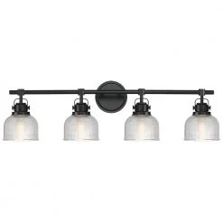 33 in. 4-Light Black Bathroom Vanity Light with Clear Prismatic Glass Shade by TRUE FINE -Dale Tiffany Store black true fine vanity lighting td20026w 66 1000