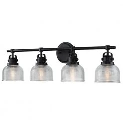 33 in. 4-Light Black Bathroom Vanity Light with Clear Prismatic Glass Shade by TRUE FINE -Dale Tiffany Store black true fine vanity lighting td20026w 77 1000