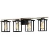 33 in. 4-Light Matt Black/Wood Tone Rustic Farmhouse Bathroom Vanity Light with Open Cage Shades by TRUE FINE -Dale Tiffany Store black true fine vanity lighting td20027w 64 1000