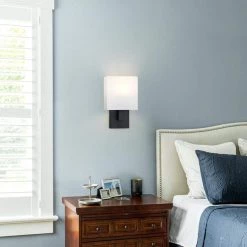 Celina 7 in. 1-Light Black Wall Sconce Light With White Fabric Shade by TRUE FINE -Dale Tiffany Store black true fine wall sconces td10041w 1d 1000