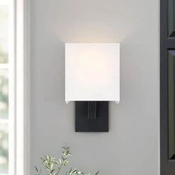 Celina 7 in. 1-Light Black Wall Sconce Light With White Fabric Shade by TRUE FINE -Dale Tiffany Store black true fine wall sconces td10041w 40 1000