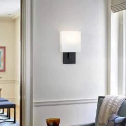 Celina 7 in. 1-Light Black Wall Sconce Light With White Fabric Shade by TRUE FINE -Dale Tiffany Store black true fine wall sconces td10041w 44 1000