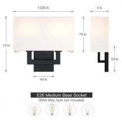 Celina 13 in. 2-Light Black Wall Sconce Light With White Fabric Shade by TRUE FINE -Dale Tiffany Store black true fine wall sconces td10042w 66 1000