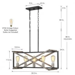 Grange 5-Light 32.3 in. Black and Weathered Faux Wood Modern Farmhouse Linear Chandelier Kitchen Island Light by TRUE FINE -Dale Tiffany Store black weathered faux wood true fine chandeliers td10015c 66 1000
