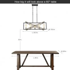 Grange 5-Light 32.3 in. Black and Weathered Faux Wood Modern Farmhouse Linear Chandelier Kitchen Island Light by TRUE FINE -Dale Tiffany Store black weathered faux wood true fine chandeliers td10015c 77 1000
