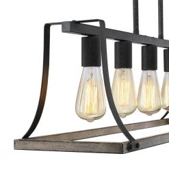 Rustica 5-Light 32.3 in. Black and Weathered Faux Wood Farmhouse Linear Chandelier Kitchen Island Light by TRUE FINE 21 Rustica 5-Light 32.3 in. Black and Weathered Faux Wood Farmhouse Linear Chandelier Kitchen Island Light by TRUE FINE -Dale Tiffany Store black weathered faux wood true fine chandeliers td10016c 1f 1000