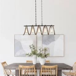 Tunnel 5-Light 32.3 in. Black and Weathered Faux Wood Farmhouse Linear Chandelier Kitchen Island Light by TRUE FINE -Dale Tiffany Store black weathered faux wood true fine chandeliers td10017c 1d 1000