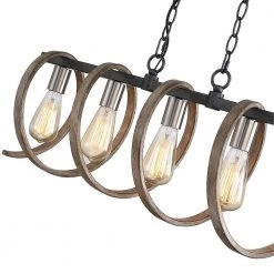 Tunnel 5-Light 32.3 in. Black and Weathered Faux Wood Farmhouse Linear Chandelier Kitchen Island Light by TRUE FINE -Dale Tiffany Store black weathered faux wood true fine chandeliers td10017c 44 1000