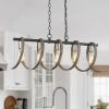 Tunnel 5-Light 32.3 in. Black and Weathered Faux Wood Farmhouse Linear Chandelier Kitchen Island Light by TRUE FINE -Dale Tiffany Store black weathered faux wood true fine chandeliers td10017c 64 1000