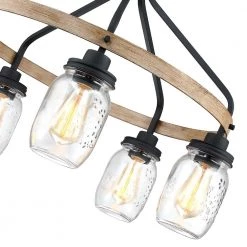 Eliton 26 in. 5-Light Black/Wood Tone Rustic Farmhouse Chandelier with Clear Mason Jar Glass Shades by TRUE FINE -Dale Tiffany Store black wood tone true fine chandeliers td10001c 1f 1000