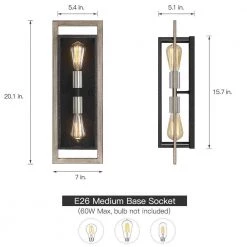 Sullivan 2-Light Black/Wood Tone Rustic Farmhouse Wall Sconce by TRUE FINE 15 Sullivan 2-Light Black/Wood Tone Rustic Farmhouse Wall Sconce by TRUE FINE -Dale Tiffany Store black wood tone true fine vanity lighting td10034w 1d 1000