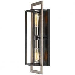 Sullivan 2-Light Black/Wood Tone Rustic Farmhouse Wall Sconce by TRUE FINE 17 Sullivan 2-Light Black/Wood Tone Rustic Farmhouse Wall Sconce by TRUE FINE -Dale Tiffany Store black wood tone true fine vanity lighting td10034w 77 1000