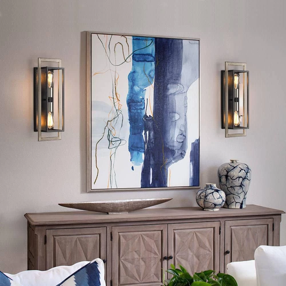 Sullivan 2-Light Black/Wood Tone Rustic Farmhouse Wall Sconce by TRUE FINE 4 Sullivan 2-Light Black/Wood Tone Rustic Farmhouse Wall Sconce by TRUE FINE - Image 2