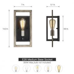 Sullivan 1-Light Black/Wood Tone Rustic Farmhouse Wall Sconce by TRUE FINE 16 Sullivan 1-Light Black/Wood Tone Rustic Farmhouse Wall Sconce by TRUE FINE -Dale Tiffany Store black wood tone true fine wall sconces td10008w 40 1000