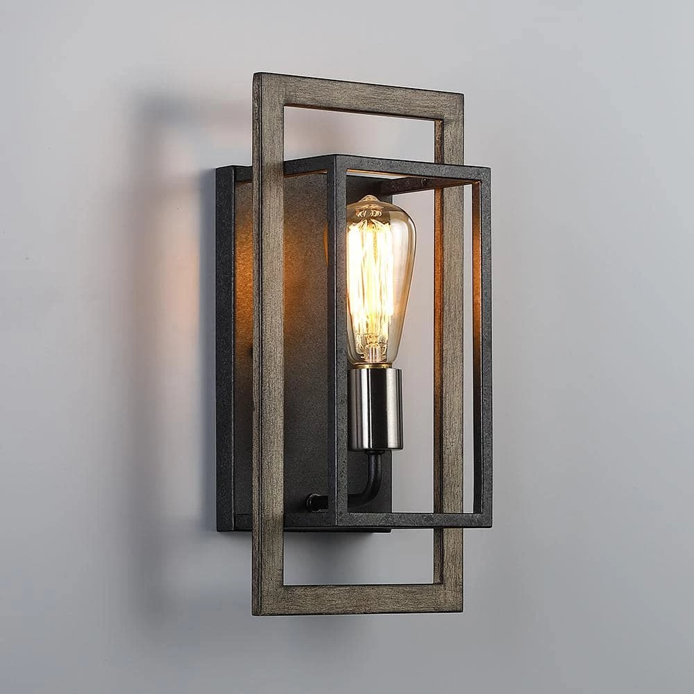 Sullivan 1-Light Black/Wood Tone Rustic Farmhouse Wall Sconce by TRUE FINE 3 Sullivan 1-Light Black/Wood Tone Rustic Farmhouse Wall Sconce by TRUE FINE