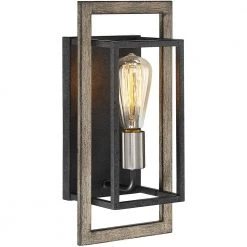 Sullivan 1-Light Black/Wood Tone Rustic Farmhouse Wall Sconce by TRUE FINE 19 Sullivan 1-Light Black/Wood Tone Rustic Farmhouse Wall Sconce by TRUE FINE -Dale Tiffany Store black wood tone true fine wall sconces td10008w 66 1000