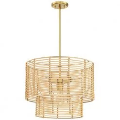 Dayereh 20 in. 4-Light Coastal Tiered Rattan Drum Chandelier Light with Brass Canopy by TRUE FINE 15 Dayereh 20 in. 4-Light Coastal Tiered Rattan Drum Chandelier Light with Brass Canopy by TRUE FINE -Dale Tiffany Store brass beige true fine chandeliers td10031c 1d 1000
