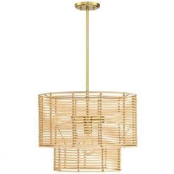 Dayereh 20 in. 4-Light Coastal Tiered Rattan Drum Chandelier Light with Brass Canopy by TRUE FINE 20 Dayereh 20 in. 4-Light Coastal Tiered Rattan Drum Chandelier Light with Brass Canopy by TRUE FINE -Dale Tiffany Store brass beige true fine chandeliers td10031c 1f 1000